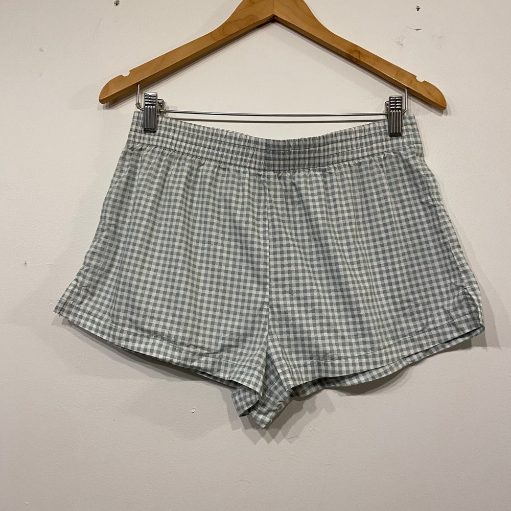 Better Together Sage Green Gingham Cotton Pajama Shorts Medium STK11244